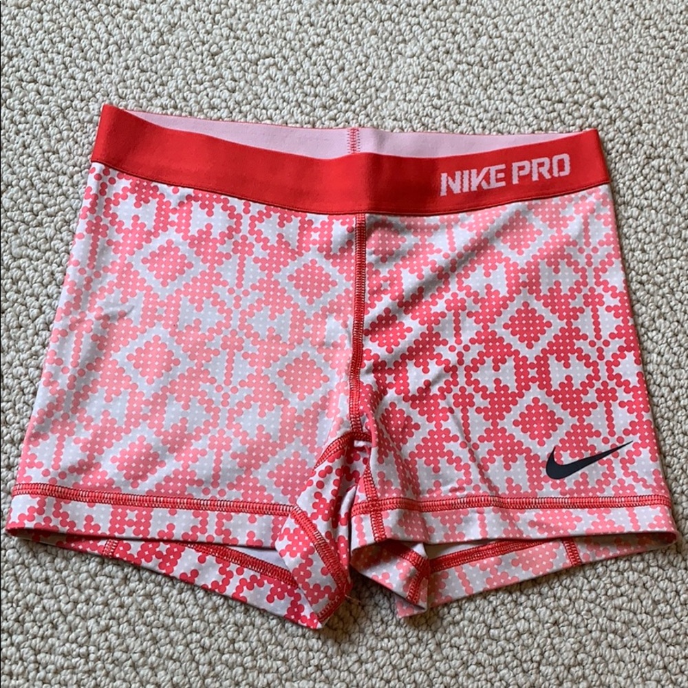 Red and gray design Nike pro shorts
